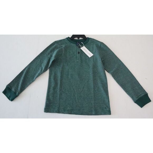 Janie and Jack JJ904 Boy's Sz 6 Enchanted Forest Green Striped L/S Henley Shirt - Picture 1 of 5